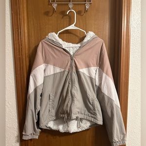 cozy colorblock jacket